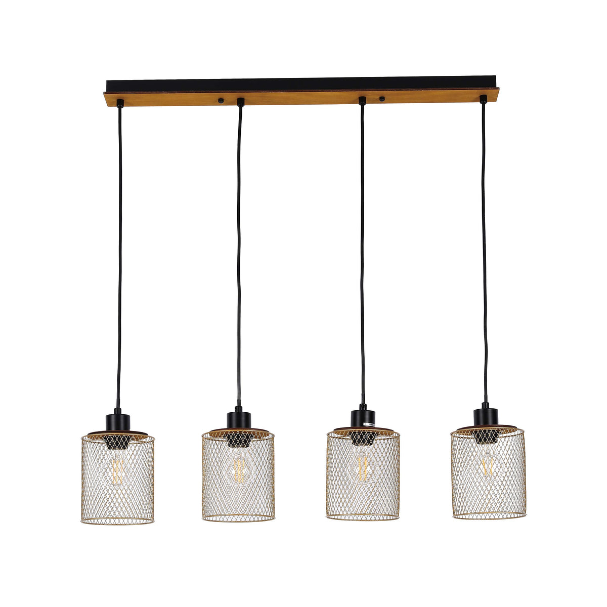 Lámpara colgante industrial de malla cilíndrica, 1/4 luces E27 regulables
