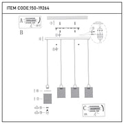 Lámpara colgante industrial de malla cilíndrica, 1/4 luces E27 regulables