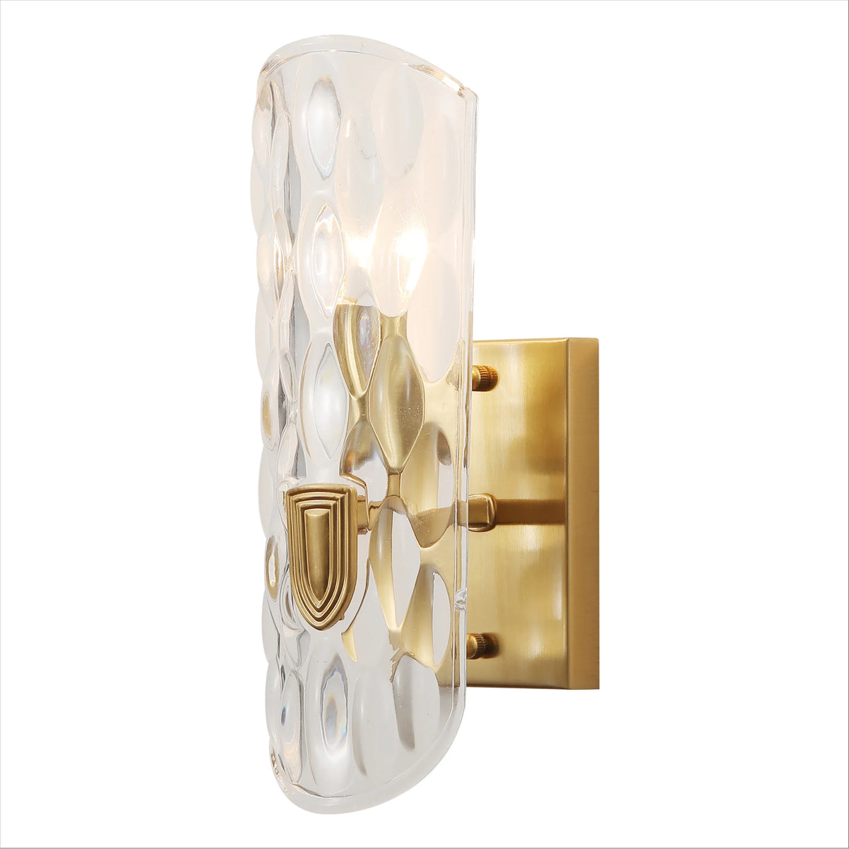 Aplique De Pared De Metal Latón Cepillado Con Cristal Texturizado Transparente Y Casquillo E14