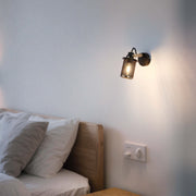 Aplique industrial de pared negro y latón antiguo con malla, E14 regulable