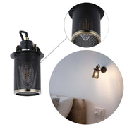 Aplique industrial de pared negro y latón antiguo con malla, E14 regulable