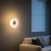 Aplique LED moderno circular con detalle dorado, blanco/rosa/azul, 6W, 3000K