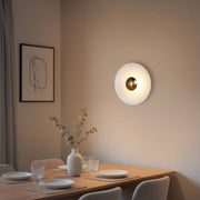 Aplique LED moderno circular con detalle dorado, blanco/rosa/azul, 6W, 3000K