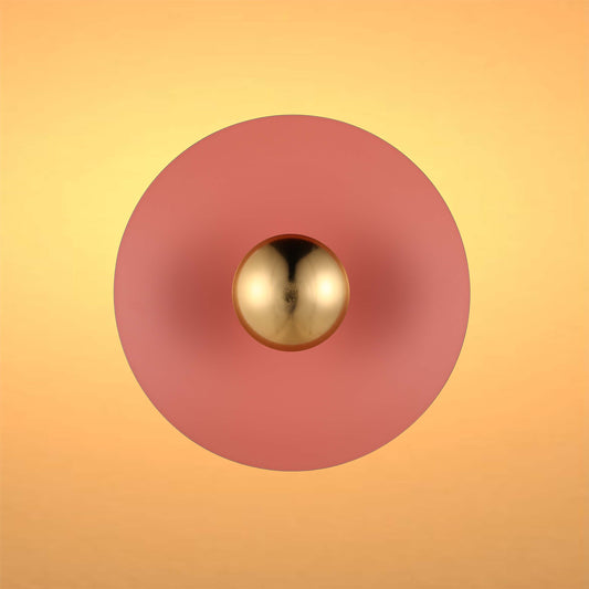 Aplique LED moderno circular con detalle dorado, blanco/rosa/azul, 6W, 3000K