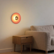 Aplique LED moderno circular con detalle dorado, blanco/rosa/azul, 6W, 3000K