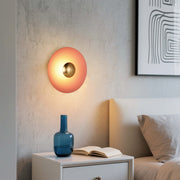 Aplique LED moderno circular con detalle dorado, blanco/rosa/azul, 6W, 3000K