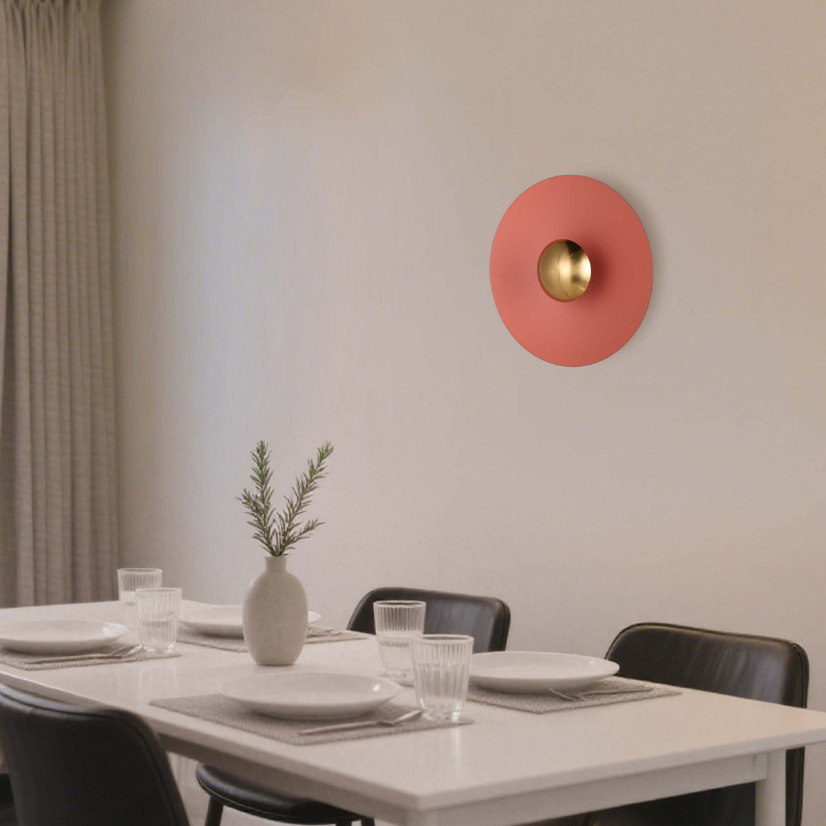 Aplique LED moderno circular con detalle dorado, blanco/rosa/azul, 6W, 3000K