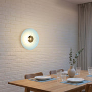 Aplique LED moderno circular con detalle dorado, blanco/rosa/azul, 6W, 3000K