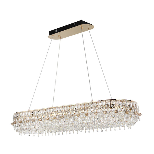 Crystal Gold Ceiling Lampara decorativa, Modelo Light Q89109 85 watts 3 Colour  L 1200mm