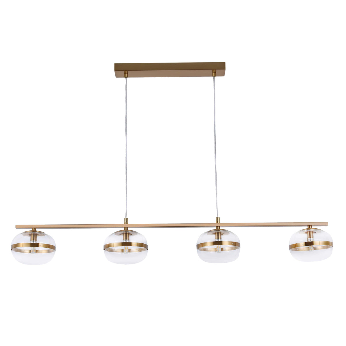 Lámpara colgante de lujo de latón y vidrio transparente acanalado, G9 regulable