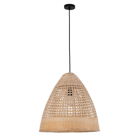 Lámpara colgante natural de bambú y fibra marina tejidos, 1 × E27