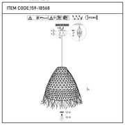 Lámpara colgante natural de bambú y fibra marina tejidos, 1 × E27