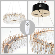 Lámpara de araña LED premium de cristal dorado regulable, control 2,4G y 3CCT