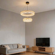 Lámpara de araña LED premium de cristal dorado regulable, control 2,4G y 3CCT