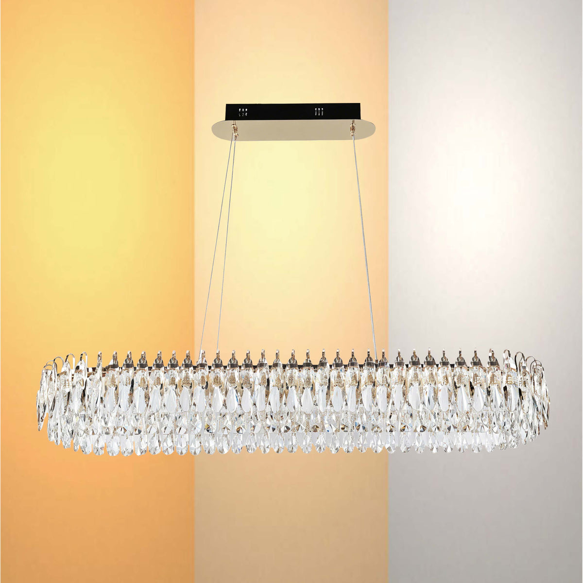 Lámpara de araña LED premium de cristal dorado regulable, control 2,4G y 3CCT