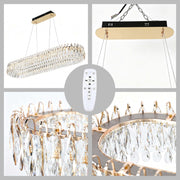 Lámpara de araña LED premium de cristal dorado regulable, control 2,4G y 3CCT