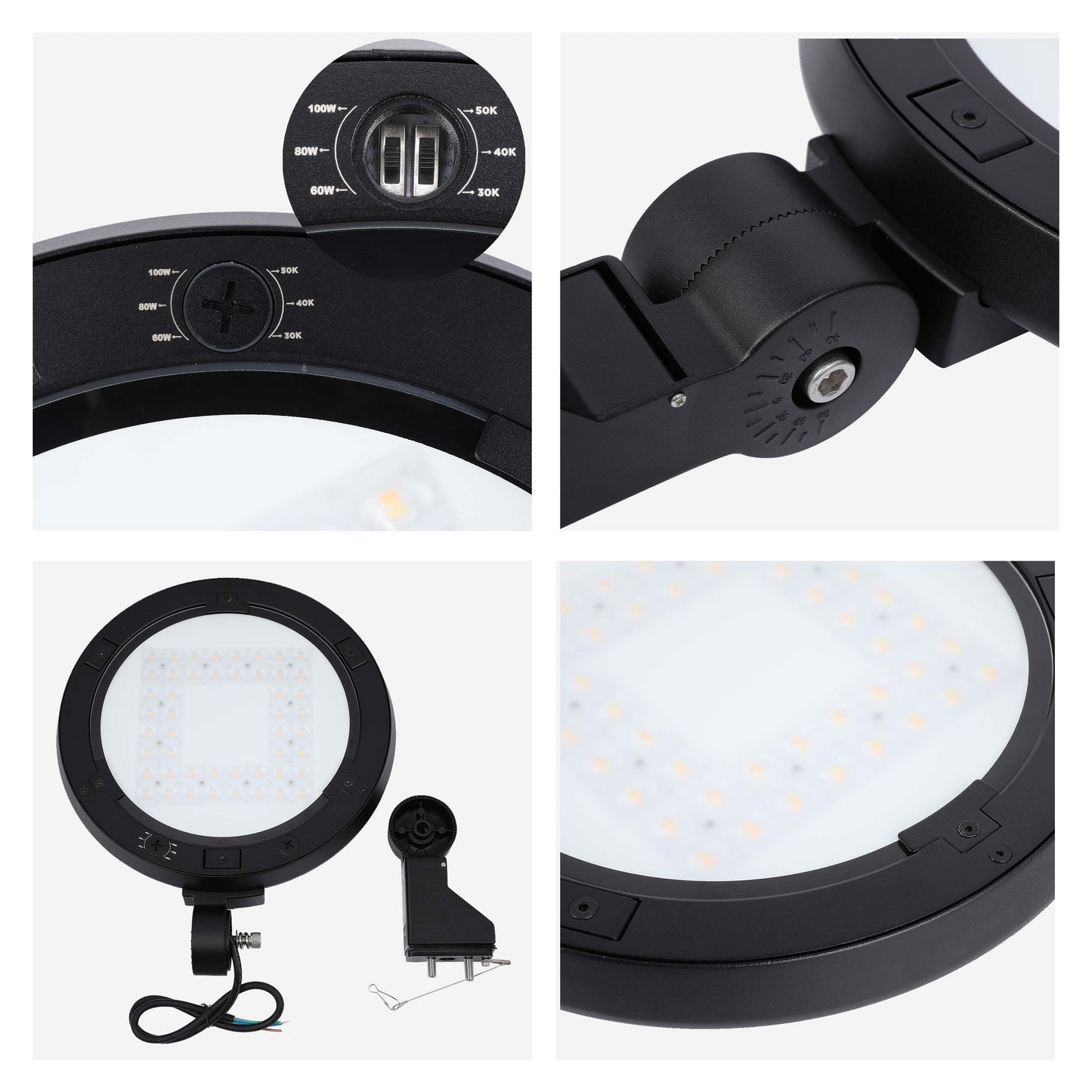 Aplique LED para poste y pared de exteriores, seleccionable entre 60W, 80W y 100W, con 3 temperaturas de color.