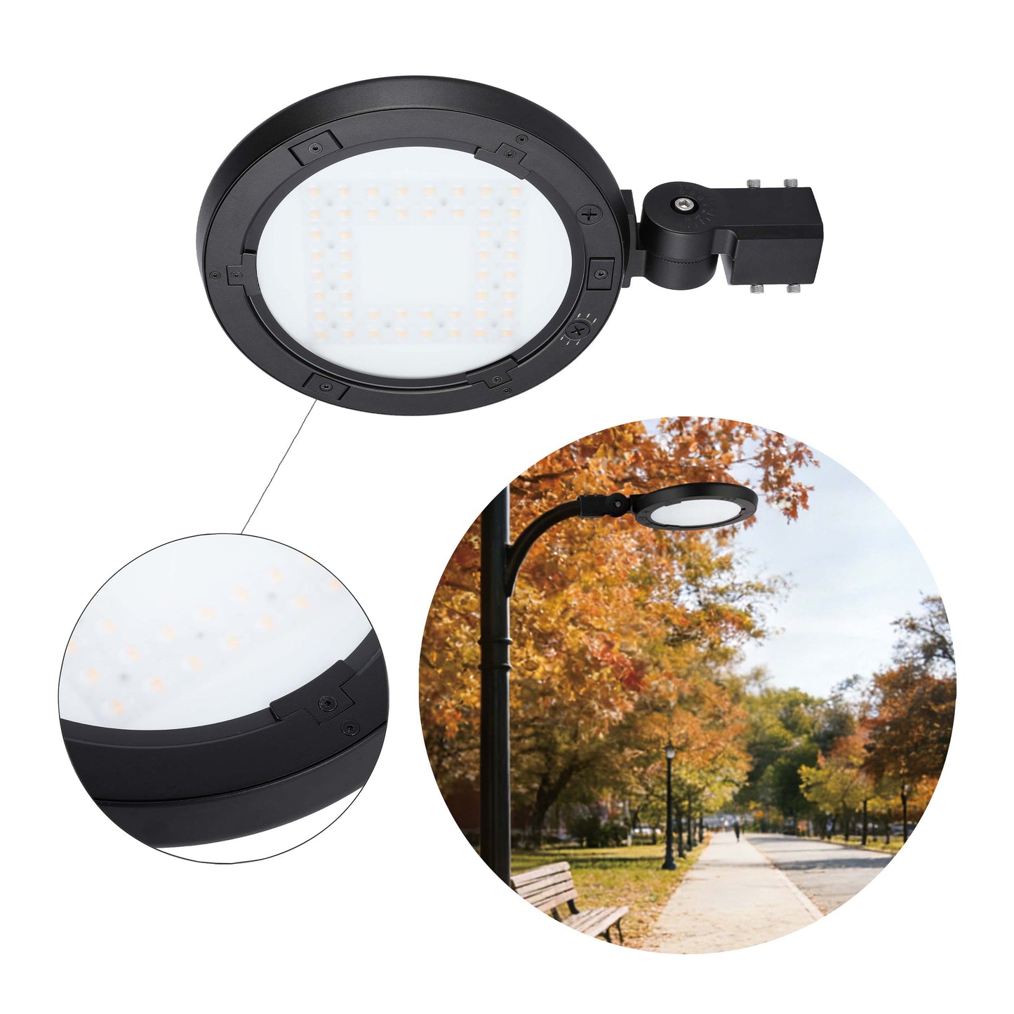Aplique LED para poste y pared de exteriores, seleccionable entre 60W, 80W y 100W, con 3 temperaturas de color.