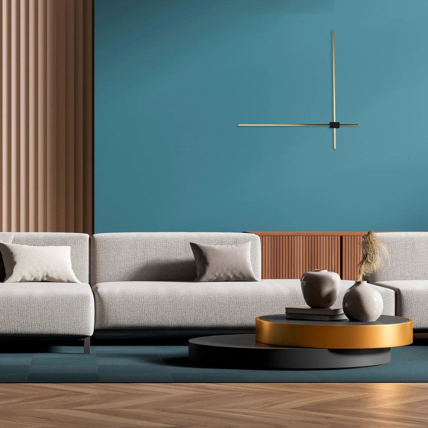 Aplique de Pared Moderno de 2 Brazos en Dorado y Negro