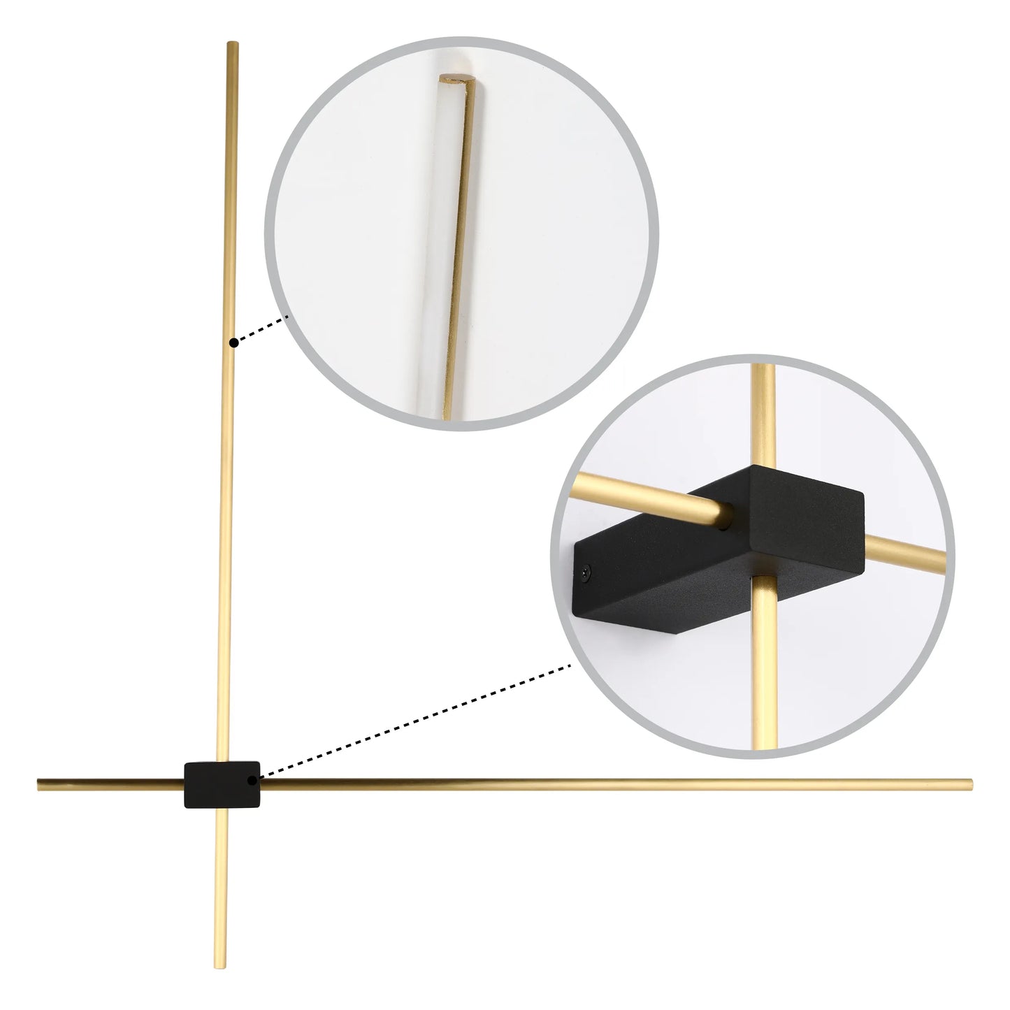 Aplique de Pared Moderno de 2 Brazos en Dorado y Negro