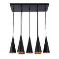 Lámpara colgante de cono con 6 luces - Casquillos E27, placa rectangular, regulable