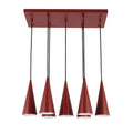 Lámpara colgante de cono con 6 luces - Casquillos E27, placa rectangular, regulable