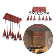 Lámpara colgante de cono con 6 luces - Casquillos E27, placa rectangular, regulable