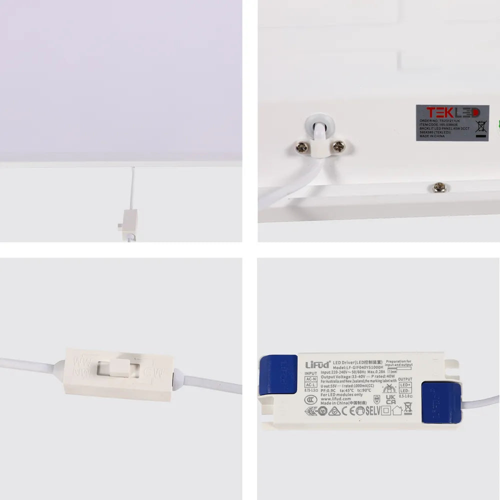 Plano cercano del Panel LED 3CCT con Interruptor Luminoso 600x600 2x2ft 40W-165-038406