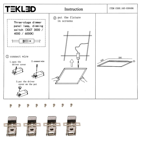 Manual de usuario para Panel de Luz LED Luminous Switch 3CCT de 600x600 2x2ft 40W-165-038406