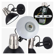 Lámpara de pared negra ajustable con interruptor en línea