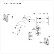 Lámpara de pared negra ajustable con interruptor en línea