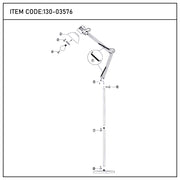 Lámpara de pie ajustable con brazo extensible y pantalla de acero - Portalámparas E27, regulable