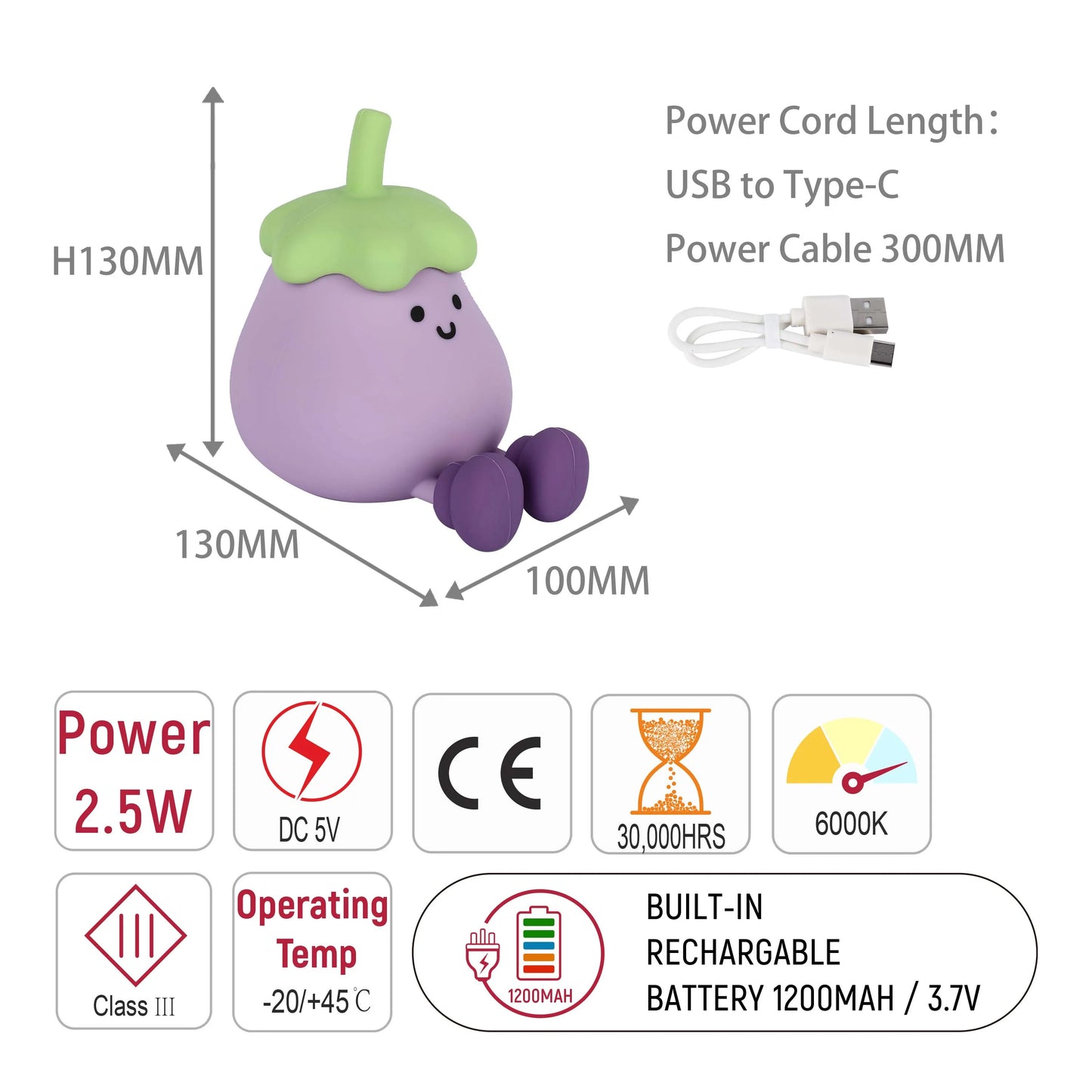 Lámpara de mesa Berenjena, 2.5 watts, Luz 6500K, Marca(TEKLED)