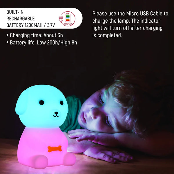 Lámpara Nocturna TEKLED Adorable Luz Nocturna LED Recargable con Temporizador y Opciones de Cambio de Color-Cachorro-130-03774