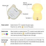 Plano cercano del Adorable LED Recargable Luz Nocturna con Temporizador y Opciones de Cambio de Color-130-03774
