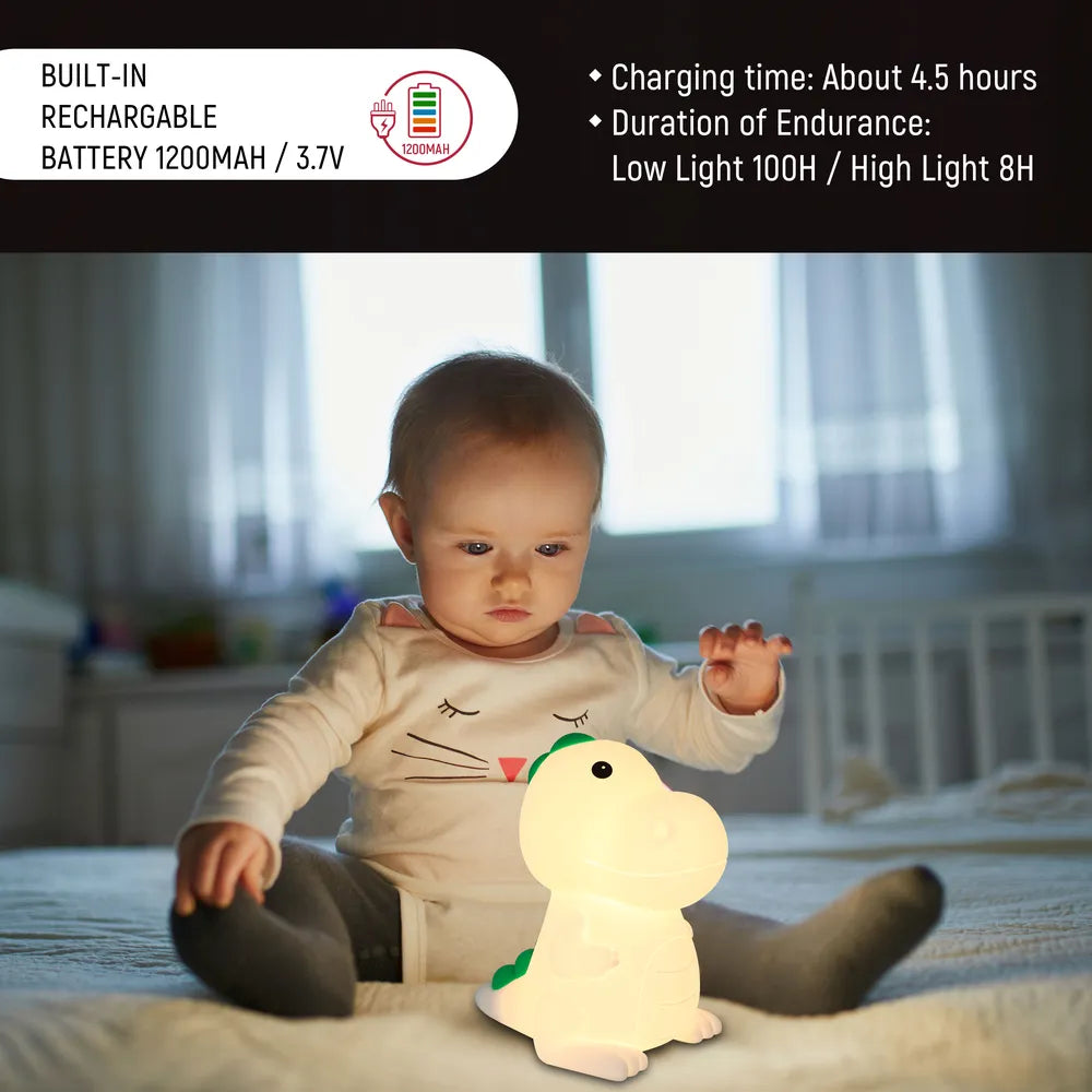 Lámpara Nocturna TEKLED Adorable Luz Nocturna LED Recargable con Temporizador y Opciones de Cambio de Color-Dino-130-03776