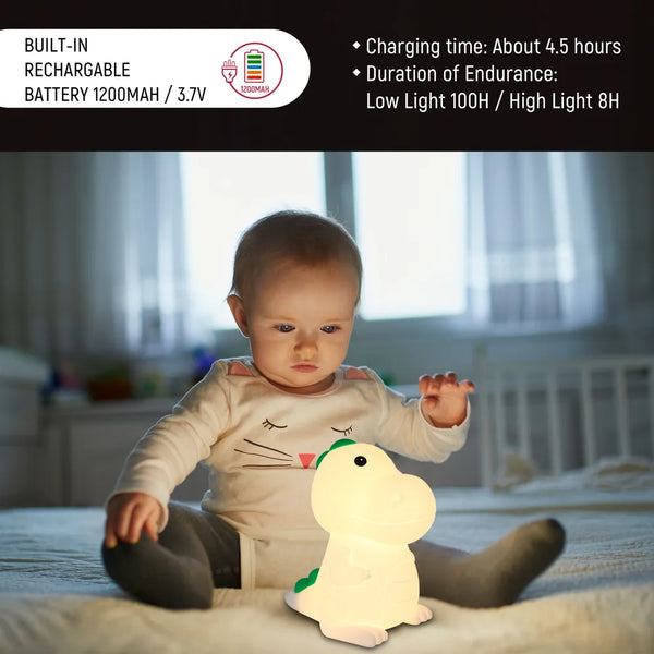 Lámpara Nocturna TEKLED Adorable Luz Nocturna LED Recargable con Temporizador y Opciones de Cambio de Color-Dino-130-03776