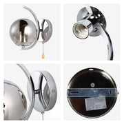 Aplique de Pared Moderno con Globo de Vidrio, Cuerpo Metálico Dorado y Cromado en Forma de Media Luna, Portalámparas E27