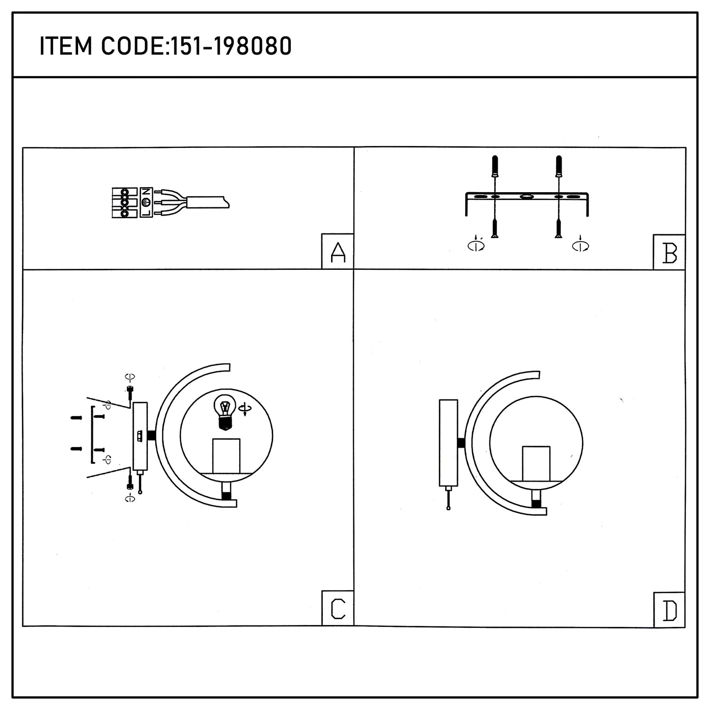 Aplique de Pared Moderno con Globo de Vidrio, Cuerpo Metálico Dorado y Cromado en Forma de Media Luna, Portalámparas E27