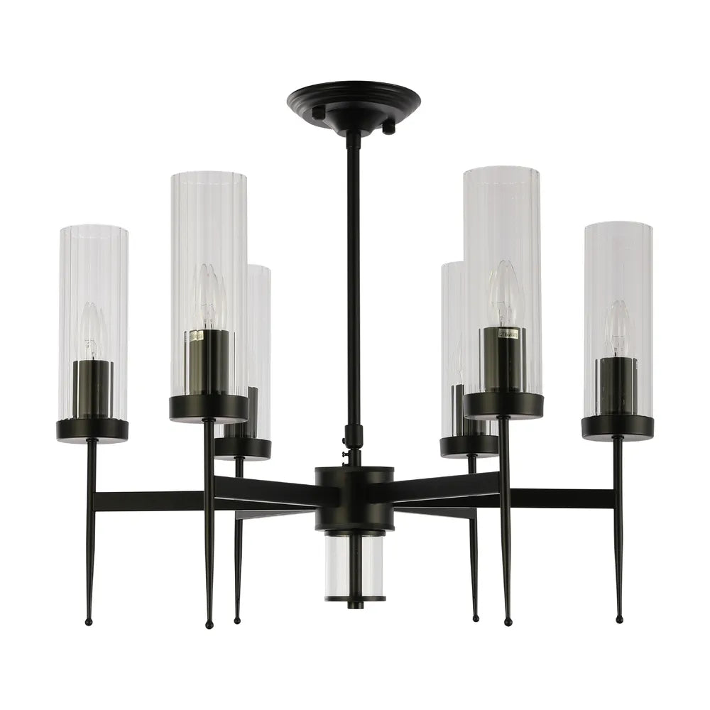 Lámpara de Araña TEKLED de Vidrio Acanalado Americano Lámpara de Techo-Negro-159-18226