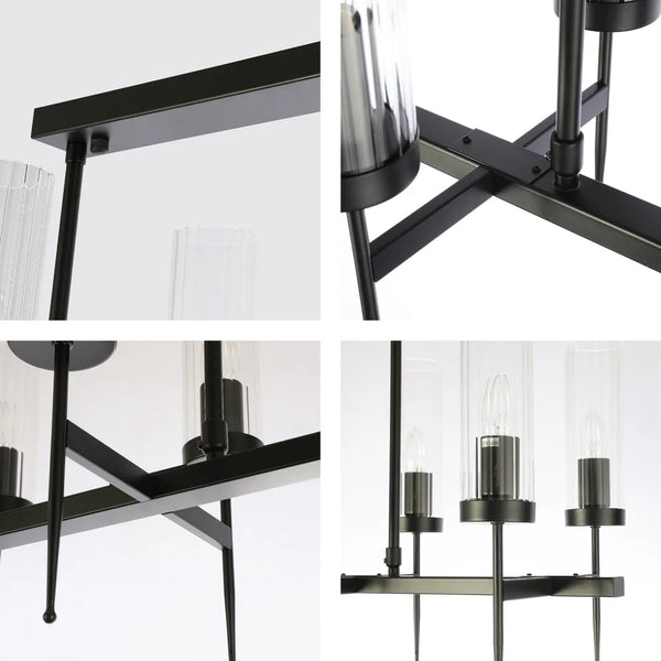 Toma cerca del Lámpara de Techo Candelabro de Vidrio Estriado Americano-159-18228