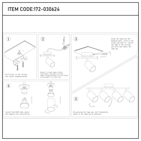 Manual de usuario para Barra de Focos GU10 de Latón Antiguo-172-030624