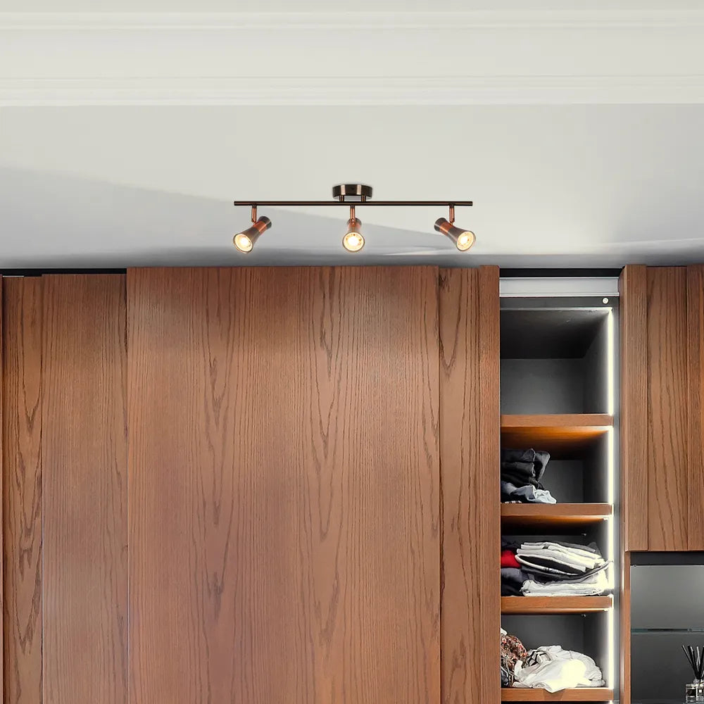 Spotlight TEKLED Bronce Antiguo y Cobre Focos Ajustables de Riel-3 Lámpara-172-03140