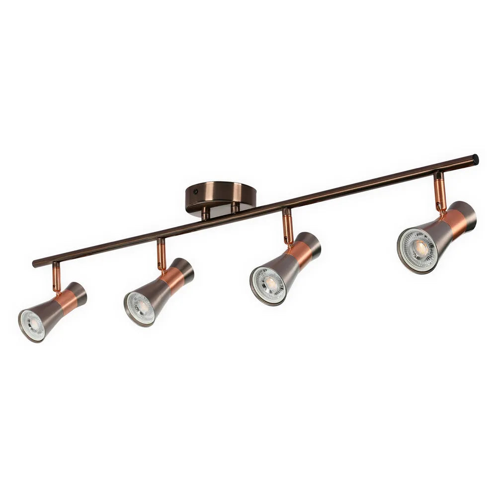 Spotlight TEKLED Bronce Antiguo & Cobre Proyectores de Riel Ajustables-4 Lámparas-172-03141