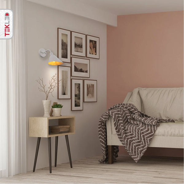 Indoor application ofMatte White Cone Wall Light with E27 Fitting