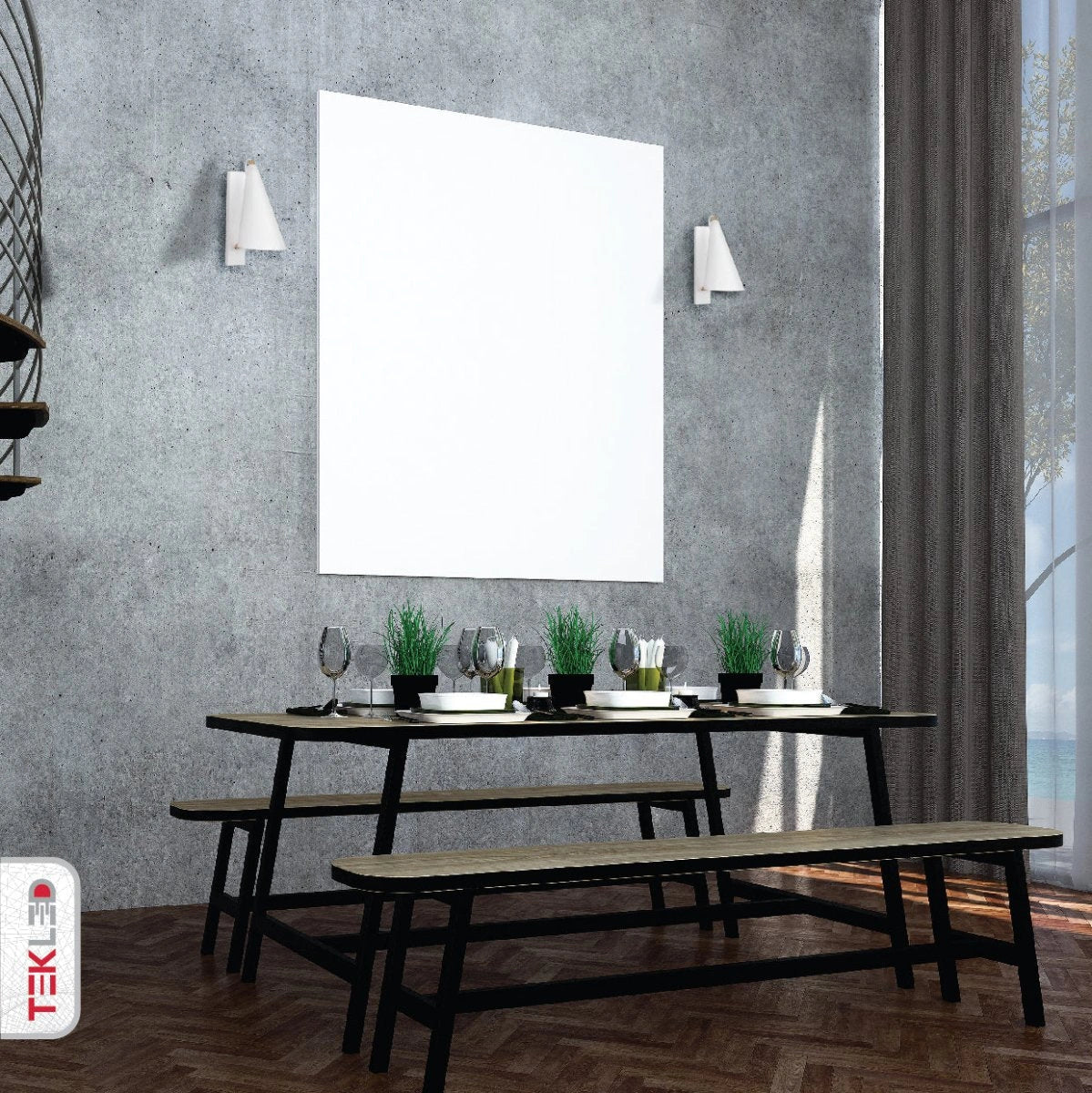 Interior application of White Metal Cone Wall Light with E27 Fitting | TEKLED 151-19650