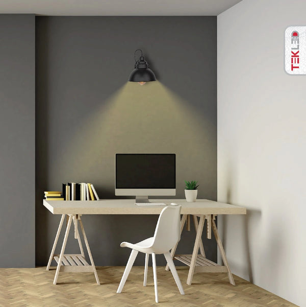 Indoor application samples for Black Metal Hinged Dome Wall Light with E27 Fitting