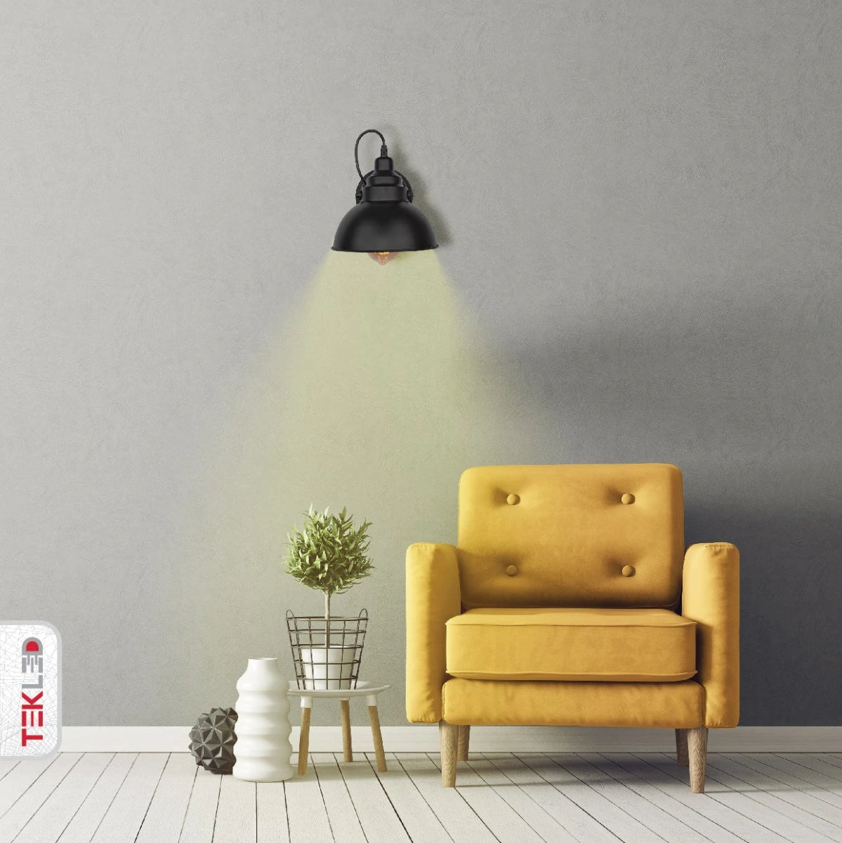 Indoor usage of Black Metal Hinged Dome Wall Light with E27 Fitting