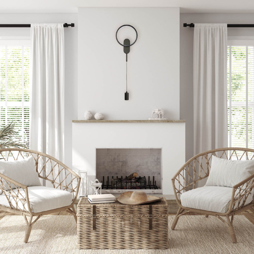 Apliqué de pared de luz dual con diseño moderno, ideal para iluminar salones con estilo contemporáneo y elegancia minimalista.