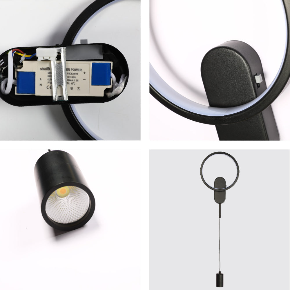 Aplique de pared Cosmoring con luz dual, perfecto para ambientes modernos como salas de estar o pasillos.